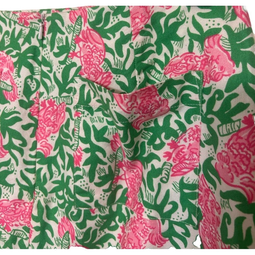 VTG Lily Pulitzer Cockatiel Parrot Floral A Line Green Pink Skirt Lined Womens 8 - Picture 5 of 6